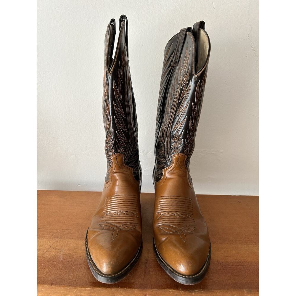 Dan Post 6994 Western Boots Brown Black Biltrite Cowboy Leather Men's Size 8 - Picture 2 of 12